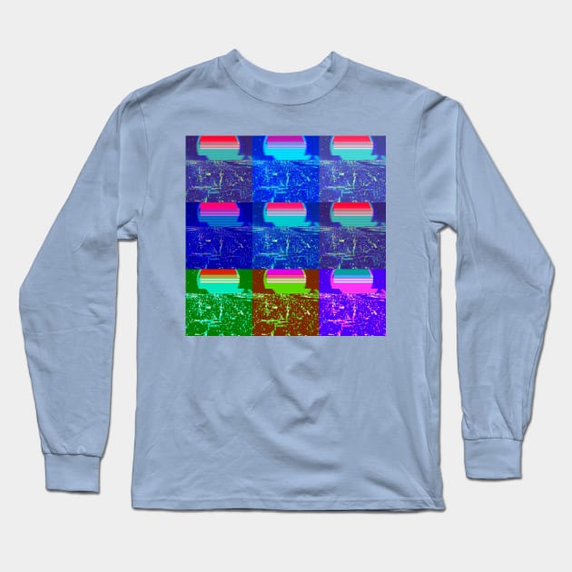 synth city midnight 3x3 Long Sleeve T-Shirt by lofi_retrowave